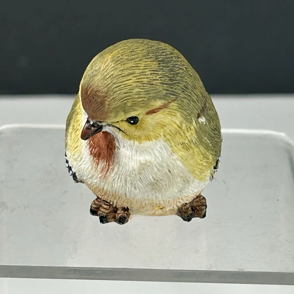 Vtg Warbler Bird Figurine Resin Tan Black Yellow 1.75